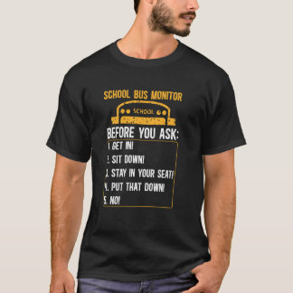 スクールバス監視バおもしろいスモニター Tシャツ