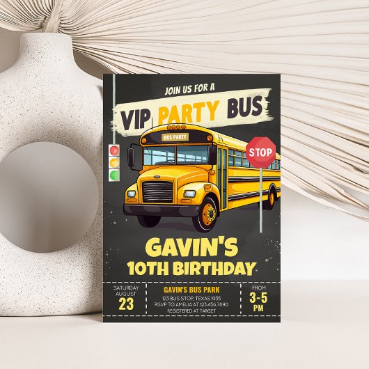 スクールバス誕生日パーティー 招待状