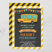 スクールバス誕生日招待状 招待状 (正面/裏面)