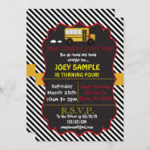 スクールバス誕生日招待状 招待状 (正面/裏面)