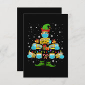 スクールバス運転手クリスマスツリーおもしろいクリスマス贈呈品 出欠カード (正面/裏面)
