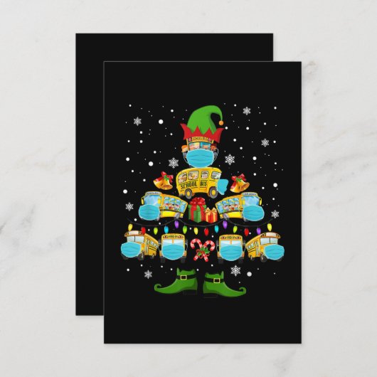 スクールバス運転手クリスマスツリーおもしろいクリスマス贈呈品 出欠カード (正面/裏面)