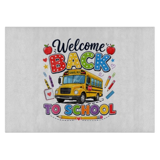 スクールバス運転手Tシャツ　初登校 カッティングボード (正面)
