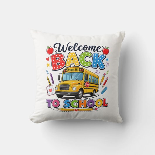 スクールバス運転手Tシャツ 初登校 クッション (正面)