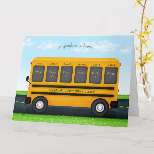スクールバス6フォトフレームカスタムキッドの思い出 カード (黄色い花)