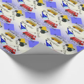 スクールバス、ヘリコプター、火およびサンのトラック ラッピングペーパー (角)