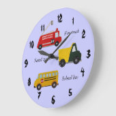 スクールバス、消防車、砂車 ラージ壁時計 (傾斜)