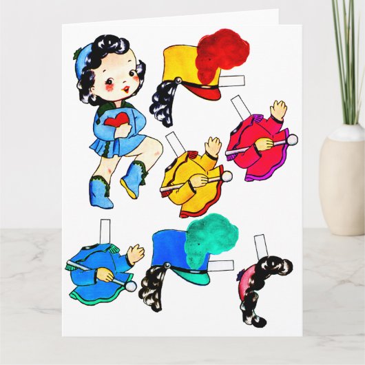 スクールバンドガール紙ドール切り出し挨拶 カード (正面)