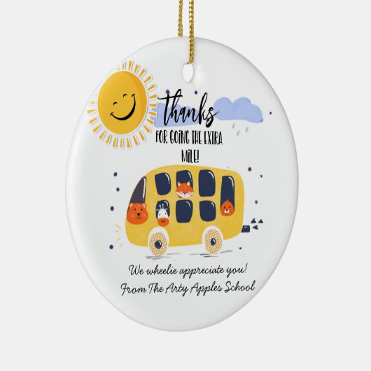 スクールバ感謝していスの運転手は、余分なマイルに行く セラミックオーナメント (右)