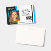 スクールフォトバッジ – ベビーブルー，白黒 バッジ (表裏)