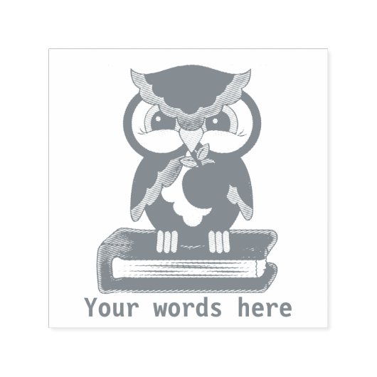 スクールフクロウのグレーにスタンプを追加 セルフインキングスタンプ (デザイン)