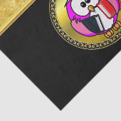 スクールブックを持つピンクと白のフクロウ読ル 薄葉紙 (詳細)