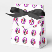 スクールブックを持つピンクと白のフクロウ フェイバーボックス (正面サイド)