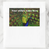 スクールブックシール孔雀の羽 長方形シール (バッグ)