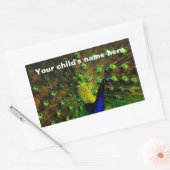 スクールブックシール孔雀の羽 長方形シール (封筒)