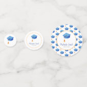 スクールブルー卒業パーソナライズされた会 コンフェッティ (正面)