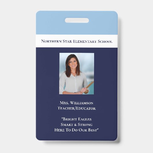 スクールブルー社員の写真ID先生 バッジ (正面)