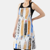 スクールペンシル手描きイラストレーション エプロン (インサイチュ)