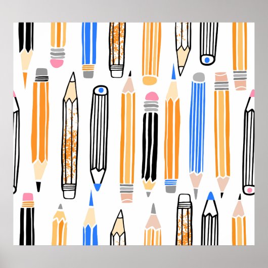 スクールペンシル手描きイラストレーション ポスター (正面)