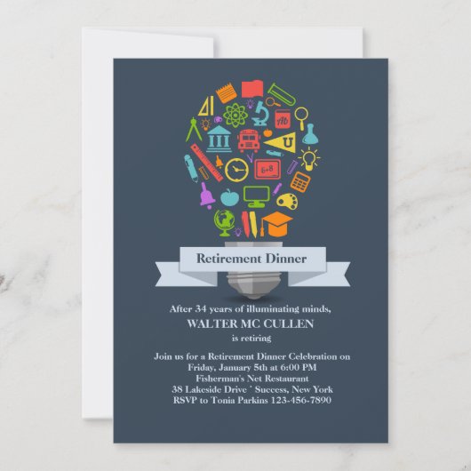 スクールライトバルブリタイアメントパーティの招待状 招待状 (正面)