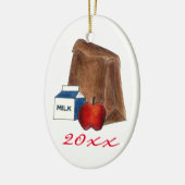 スクールランチミルクアップルお気に入りの先生ギフト セラミックオーナメント (左)