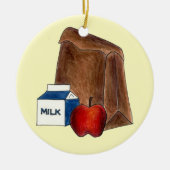 スクールランチレディーカフェテリア労働者先生リンゴ セラミックオーナメント (正面)