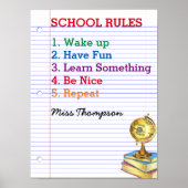 スクールルールが並んだ紙パーソナライズされた教室 ポスター (正面)