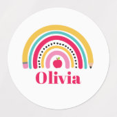 スクールレインボーパーソナライズされたネーム ラベル (デザイン2)