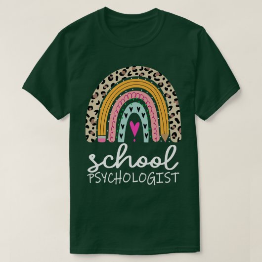 スクール心理学者レインボーヒョウ新学期 Tシャツ (デザイン正面)