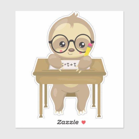 スクール・スロース、かわいいスロース、ベビー・スロース、スクール・デスク シール (シート)