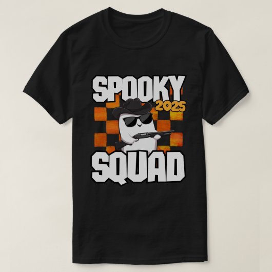 スクー不気味ド2025 – ハロウィンカウボーイ幽霊 Tシャツ (デザイン正面)