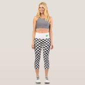 スクー市松模様にルスピリット・チームのカラーズスポーツ番号 カプリレギンス (正面)