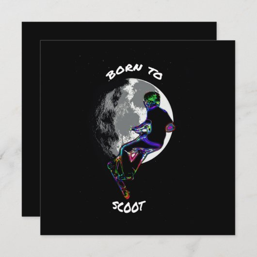 スクー生まれト – スクーターとムーンフラットカード (正面/裏面)