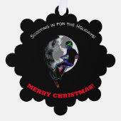 スクー生まれト – スクーター・ライダーと月 オーナメントカード (正面)