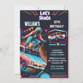 スクー転がタージャンプゾーンスケートボード13誕生日 招待状 (正面)