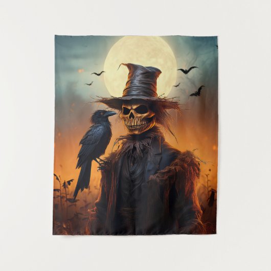スケアクロウのハロウィンお化け タペストリー (正面)