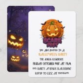 スケアフェスト ハロウィンパーティー招待状 - スケアクロウパンプキン 招待状 (正面/裏面)