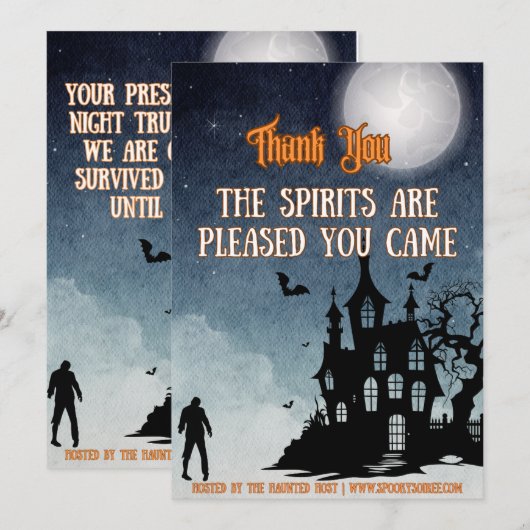 スケアリーなハロウィンパーティーのお礼カード (正面/裏面)