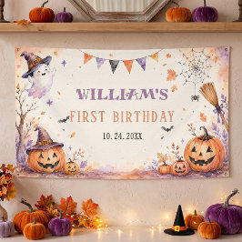スケアリーカボチャのハロウィンお誕生日おめでとう 横断幕