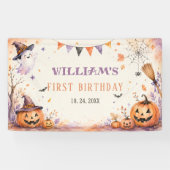 スケアリーカボチャのハロウィンお誕生日おめでとう 横断幕 (横)