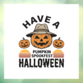 スケアリーカボチャのハロウィン ビンテージ風彫刻Tシャツ D ウィンドウサイン (シート3)