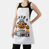 スケアリーカボチャのハロウィン ビンテージ風彫刻Tシャツ D エプロン (インサイチュ)