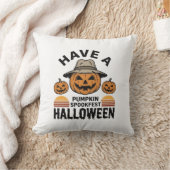 スケアリーカボチャのハロウィン ビンテージ風彫刻Tシャツ D クッション (ブランケット)