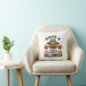 スケアリーカボチャのハロウィン ビンテージ風彫刻Tシャツ D クッション (椅子)