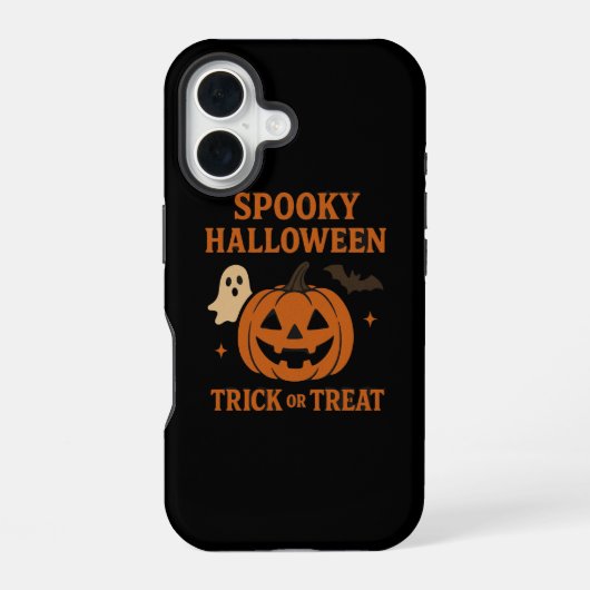 スケアリーカボチャ トリック・オア・トリート ハロウィン iPhone 16ケース (裏面)
