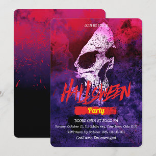 スケアリースポーティなドクロのハロウィンパーティー 招待状