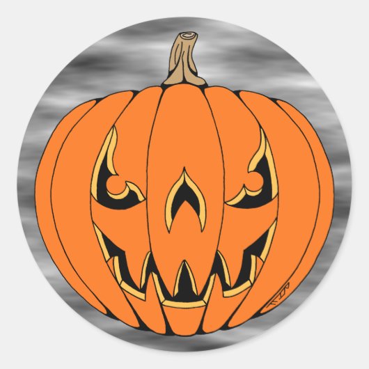 スケアリー・ジャック・オ・ランタン・ハロウィンデザイン ラウンドシール (正面)