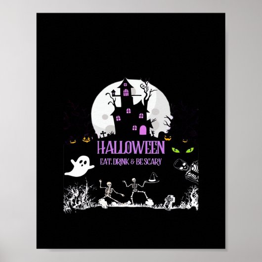 スケアリー ハロウィン お食事 お飲み物 クラシック ポスター (正面)