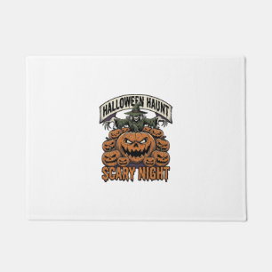 スケアリー・ハロウィン・パンプキン ビンテージ風彫刻Tシャツ A ドアマット