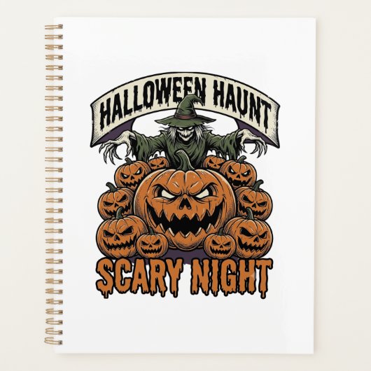 スケアリー・ハロウィン・パンプキン ビンテージ風彫刻Tシャツ A プランナー手帳 (正面)